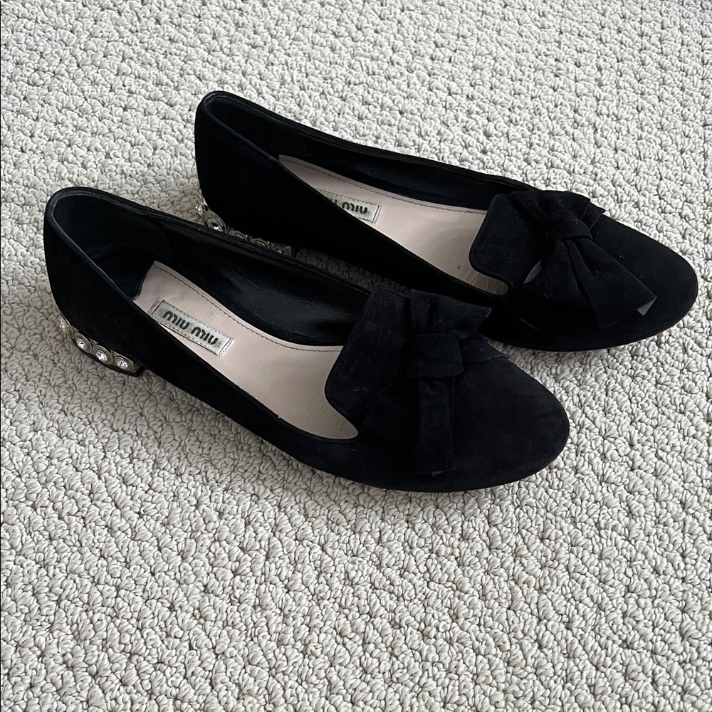 Miu Miu Velvet Bow Flats